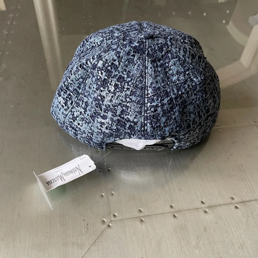 Chanel tweed blue baseball cap hat